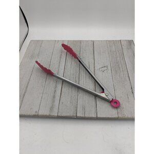 Locking Stainless Steel 10 1/4"  Tongs Pink Shell Shaped